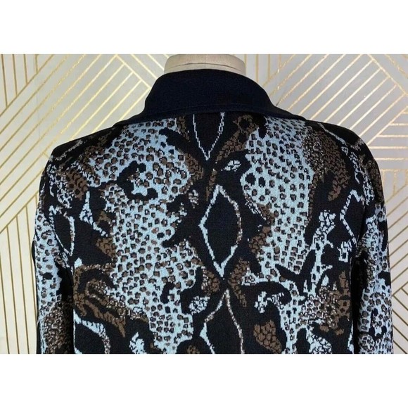 Exclusively Misook Cheetah Snake Animal Print BlackBlueBrown Cardigan Jacket S - Picture 8 of 11